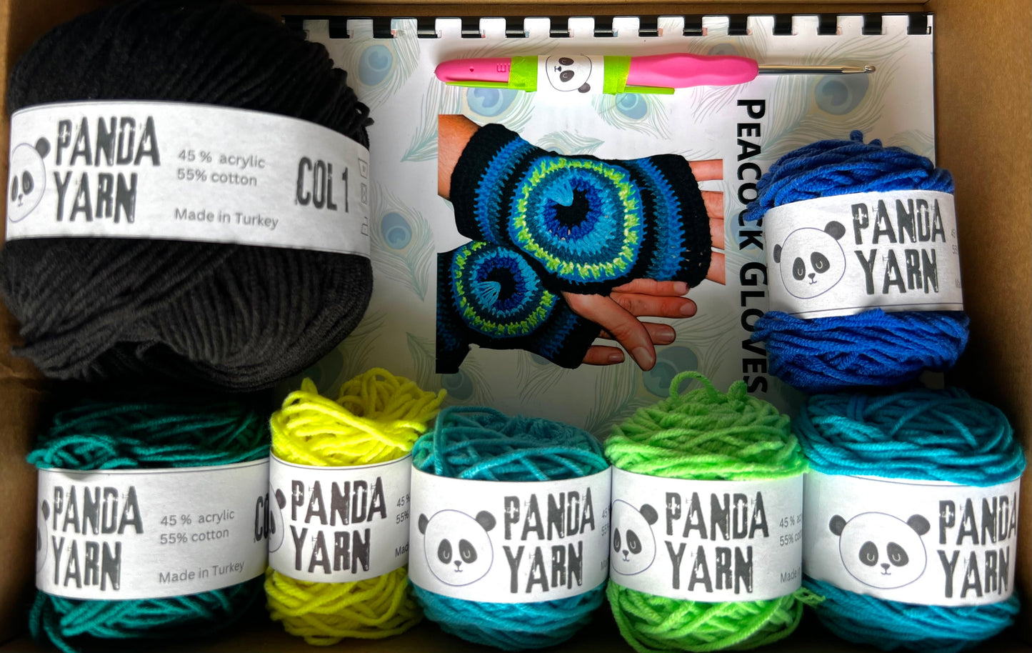 Crochet It Yourself Kit - Peacock Gloves